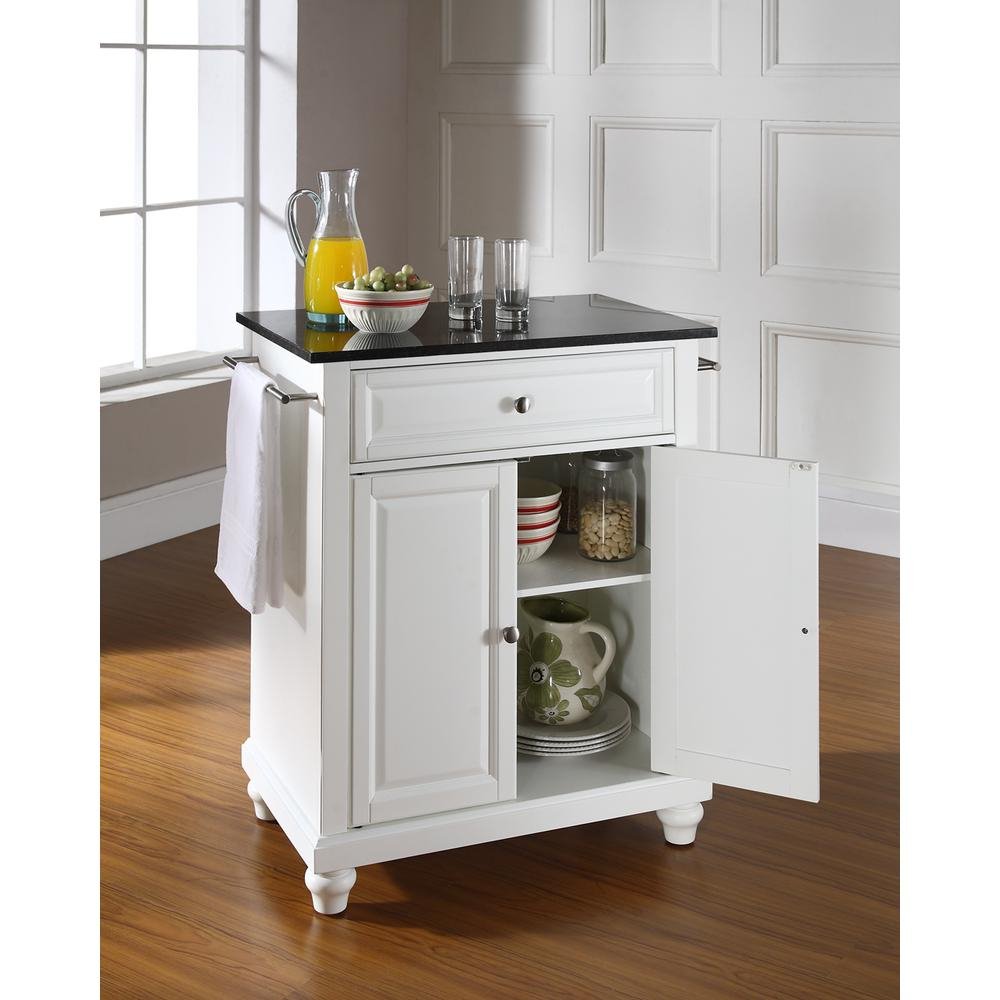 Cambridge Granite Top Portable Kitchen Island/Cart White/Black - Drakoi Marketplace