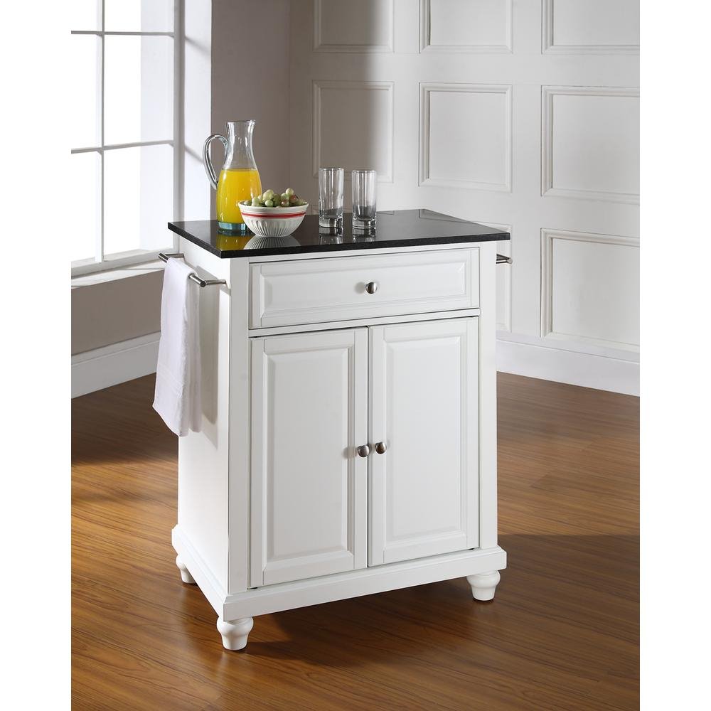 Cambridge Granite Top Portable Kitchen Island/Cart White/Black - Drakoi Marketplace