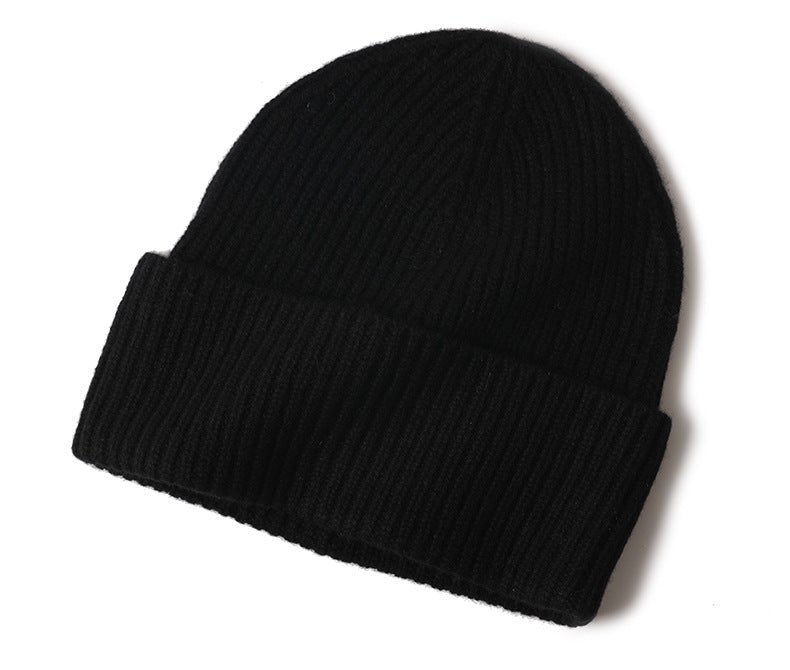 Cashmere Alpi Ribbed Turn up Beanie Black - Drakoi Marketplace