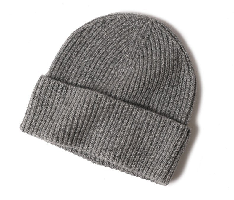 Cashmere Alpi Ribbed Turn up Beanie Grey - Drakoi Marketplace