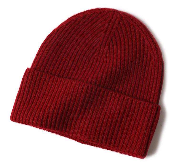 Cashmere Alpi Ribbed Turn up Beanie Red - Drakoi Marketplace