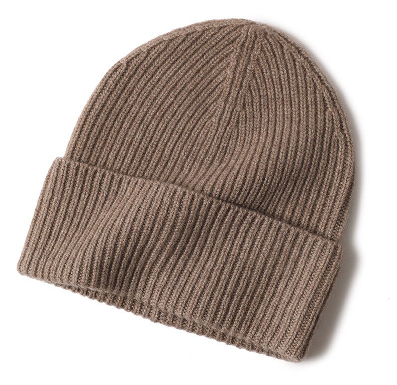 Cashmere Alpi Ribbed Turn up Beanie Taupe - Drakoi Marketplace