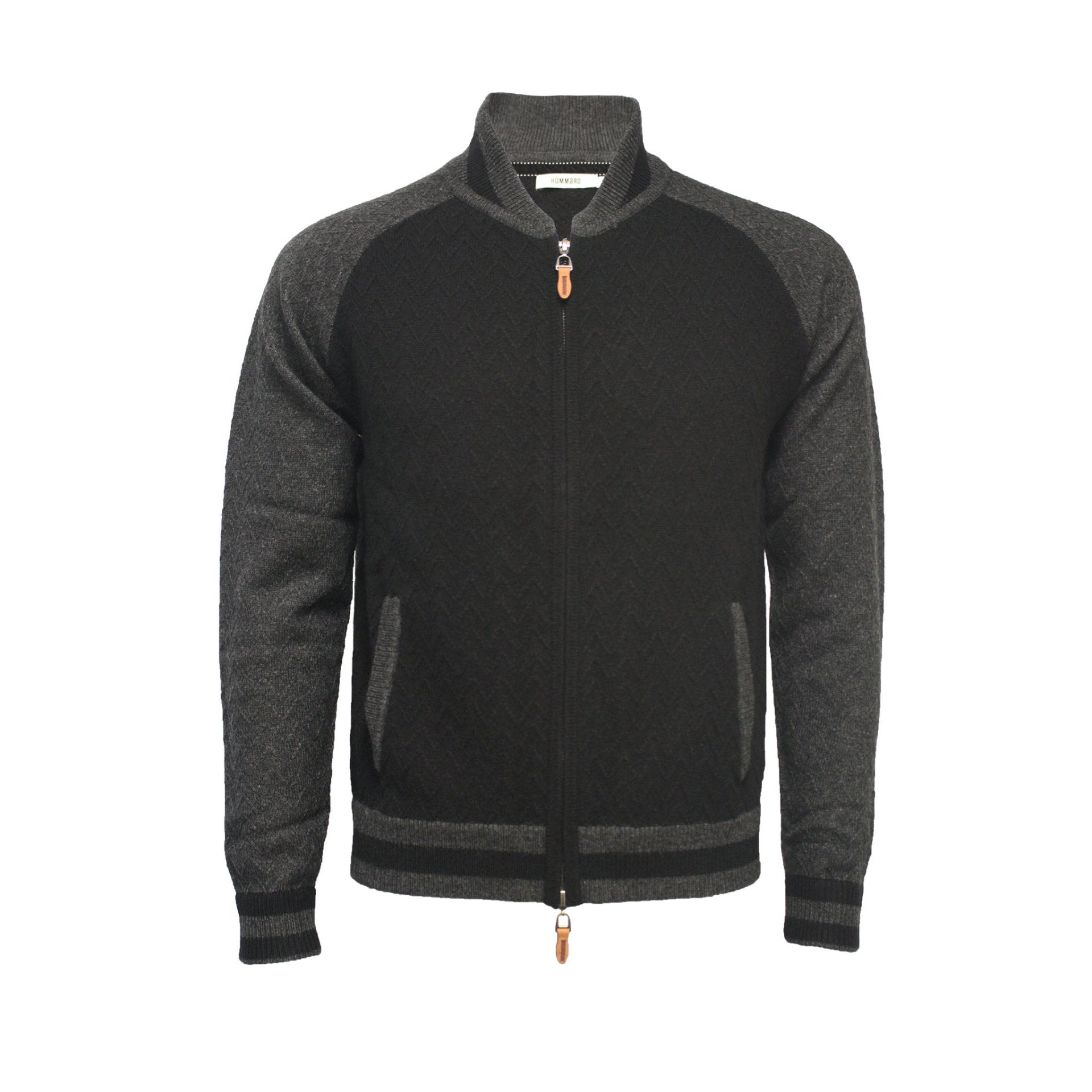 Cashmere Bomber Jacket in Herringbone stitch Varau - Drakoi Marketplace