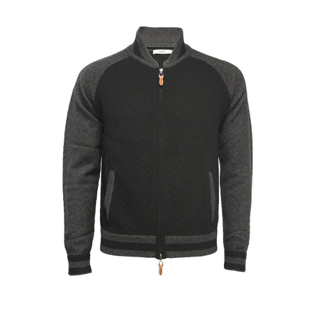 Cashmere Bomber Jacket in Herringbone stitch Varau - Drakoi Marketplace