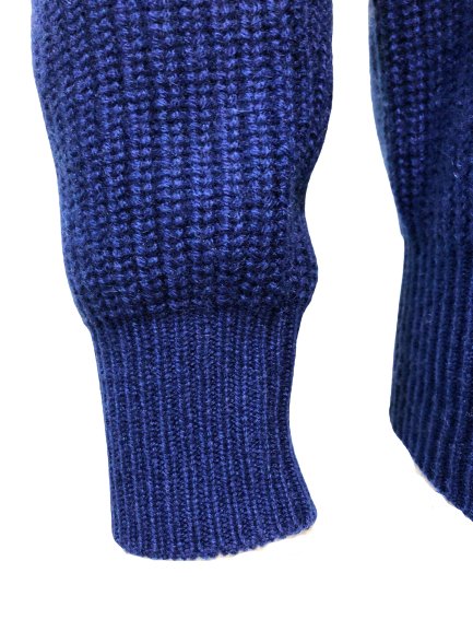 Cashmere Crew Neck Sweater in Chunky Rib knit stitch Royal Blue - Drakoi Marketplace