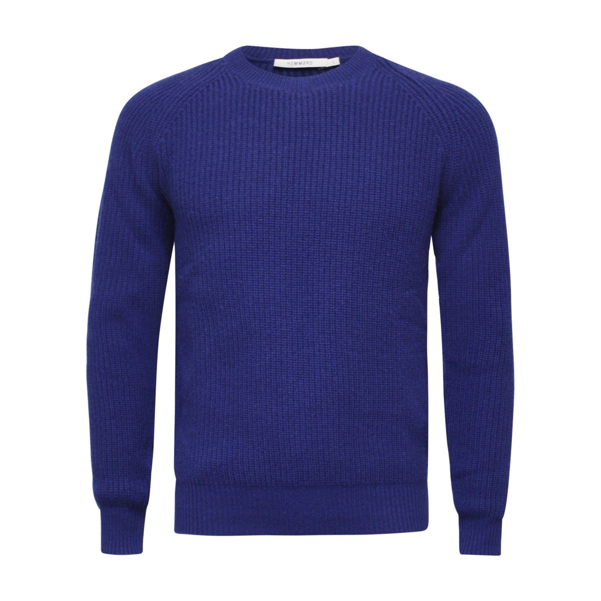 Cashmere Crew Neck Sweater in Chunky Rib knit stitch Royal Blue - Drakoi Marketplace