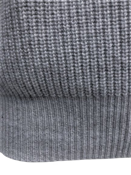 Cashmere Crew Neck Sweater in Chunky Rib knit stitch Silver Grey - Drakoi Marketplace