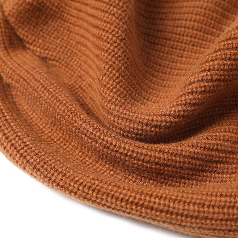 Cashmere Fine Rib Beanie Courmayeur Caramel - Drakoi Marketplace