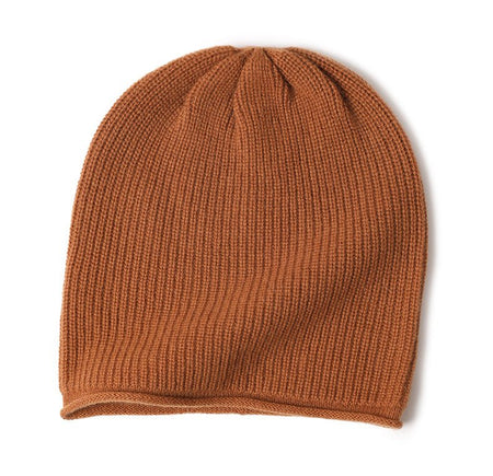 Cashmere Fine Rib Beanie Courmayeur Caramel - Drakoi Marketplace