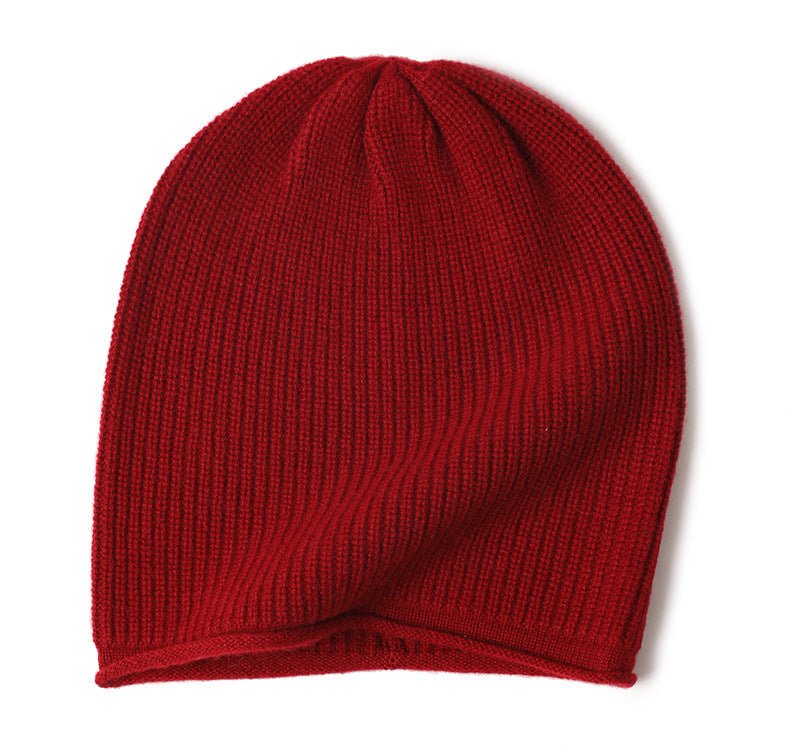 Cashmere Fine Rib Beanie Courmayeur Red - Drakoi Marketplace