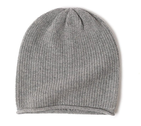 Cashmere Fine Rib Beanie Grey Courmayeur - Drakoi Marketplace