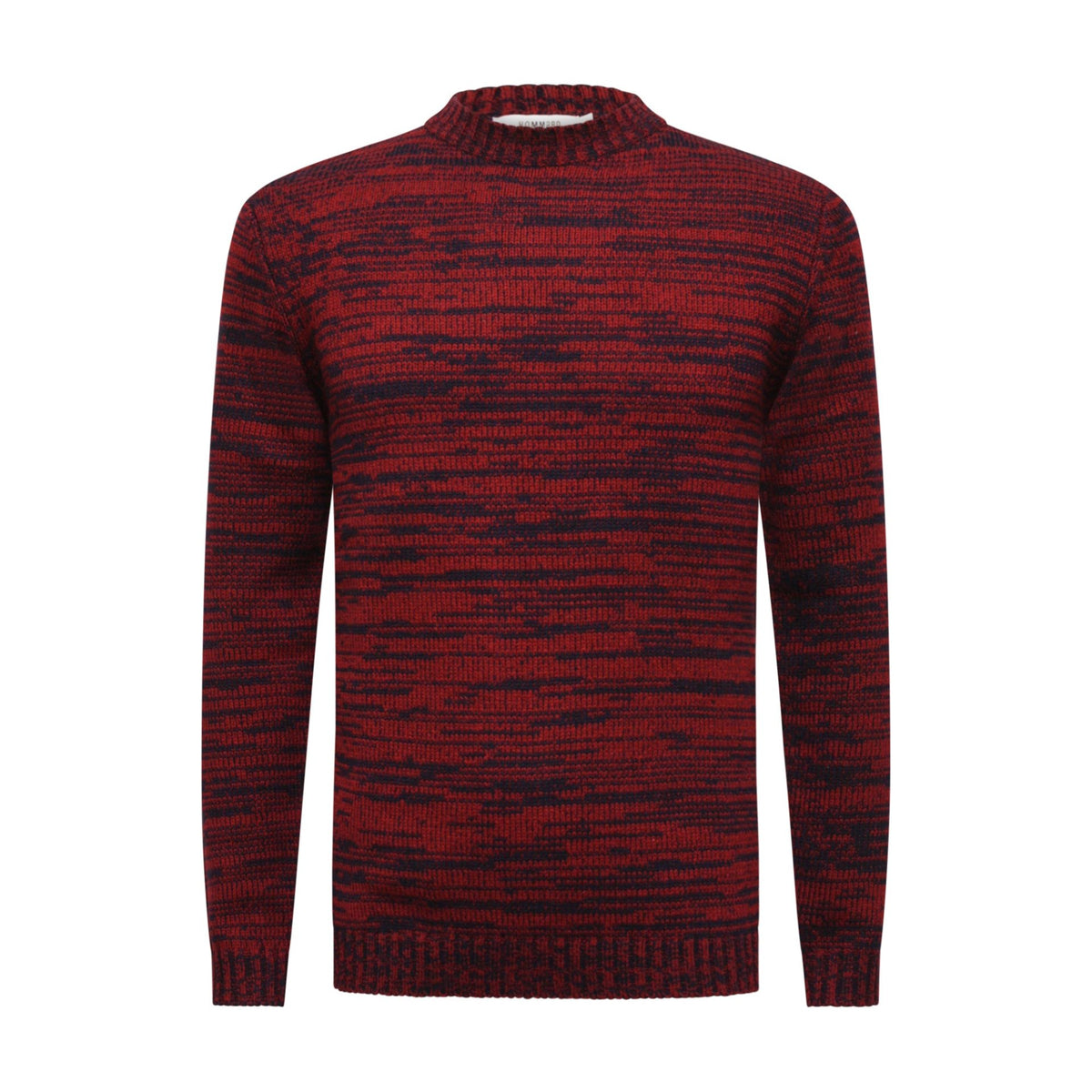 Cashmere Sweater Melange Crew Neck Red Navy Chaux - Drakoi Marketplace