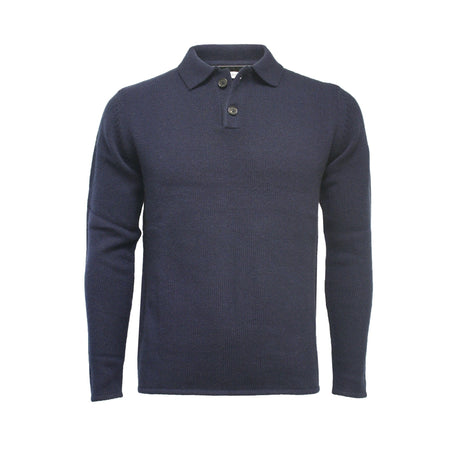 Cashmere Sweater Polo Neck heavy Jersey Apollo Navy - Drakoi Marketplace