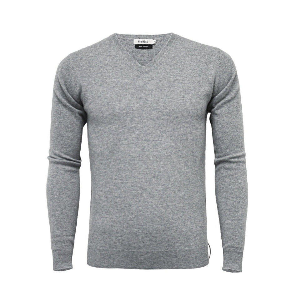 Cashmere V Neck Sweater Silver Grey - Drakoi Marketplace