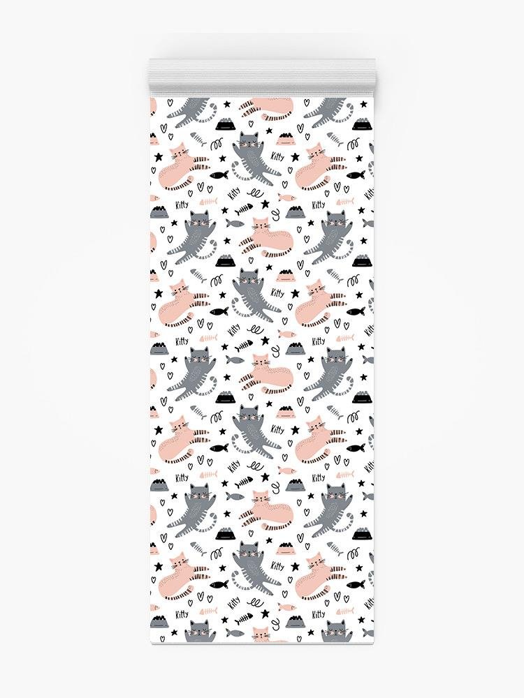 Cats And Bowls Pattern Yoga Mat -Image by Shutterstock - Drakoi Marketplace