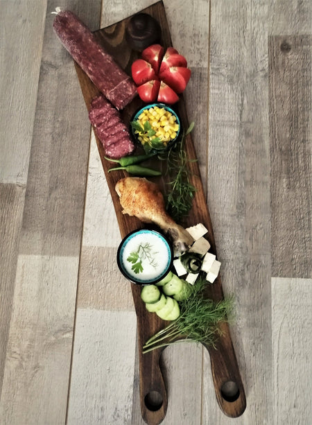 Charcuterie Platter, Serving Tray Board, Rustic Walnut Long Board - Drakoi Marketplace