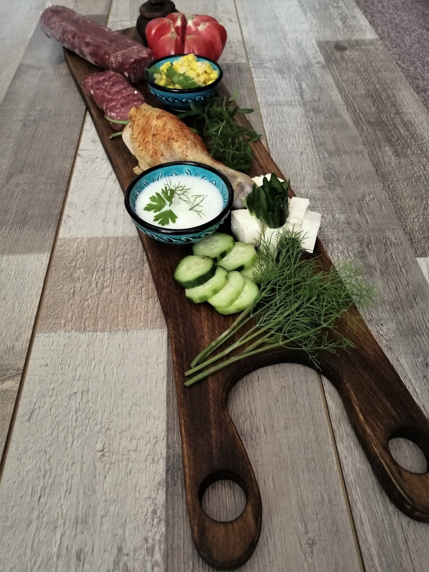 Charcuterie Platter, Serving Tray Board, Rustic Walnut Long Board - Drakoi Marketplace