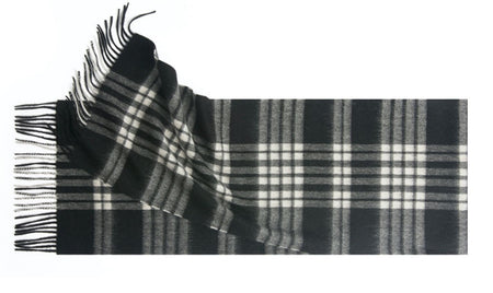 Check Lambswool Scarf Woven Black White - Drakoi Marketplace