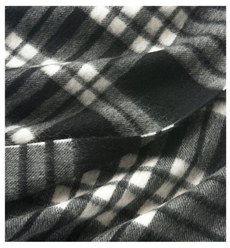 Check Lambswool Scarf Woven Black White - Drakoi Marketplace