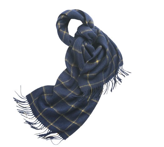 Check Lambswool Scarf Woven Navy Camel - Drakoi Marketplace