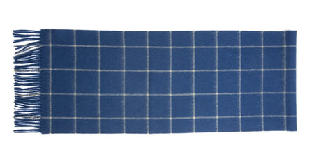 Check Lambswool Scarf Woven Royal Blue Camel - Drakoi Marketplace