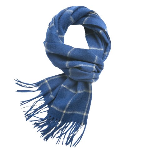 Check Lambswool Scarf Woven Royal Blue Camel - Drakoi Marketplace