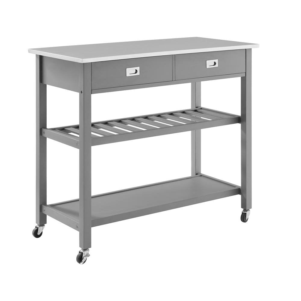 Chloe Stainless Steel Top Kitchen Island/Cart Gray/Stainless Steel - Drakoi Marketplace