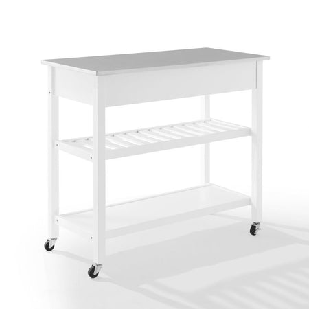 Chloe Stainless Steel Top Kitchen Island/Cart White/Stainless Steel - Drakoi Marketplace