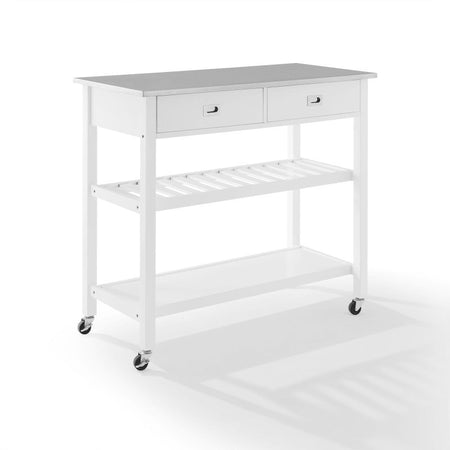 Chloe Stainless Steel Top Kitchen Island/Cart White/Stainless Steel - Drakoi Marketplace