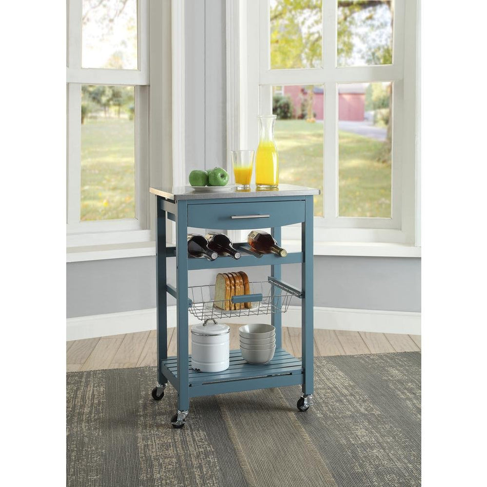 Clarke Blue Kitchen Cart - Drakoi Marketplace