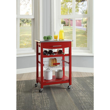 Clarke Red Kitchen Cart - Drakoi Marketplace