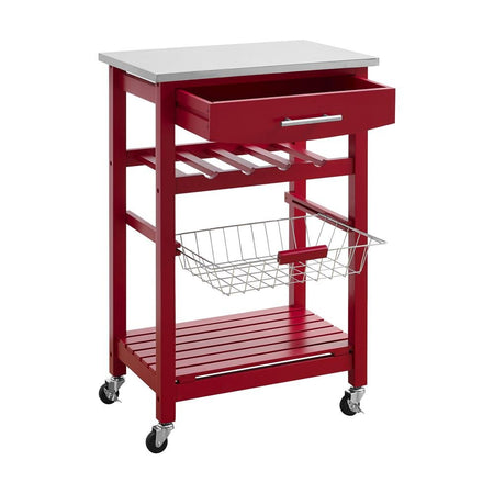 Clarke Red Kitchen Cart - Drakoi Marketplace