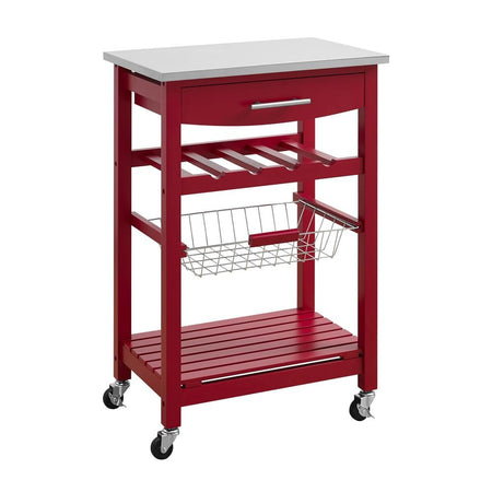 Clarke Red Kitchen Cart - Drakoi Marketplace