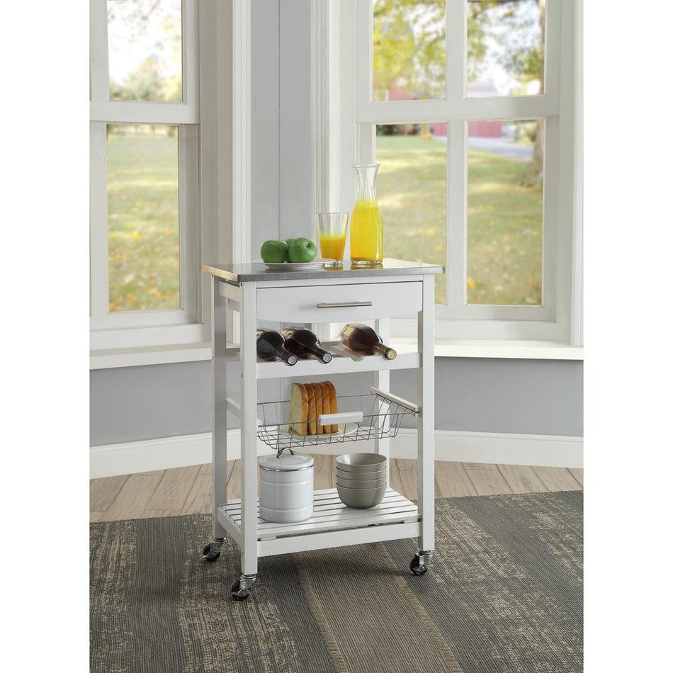 Clarke White Kitchen Cart - Drakoi Marketplace