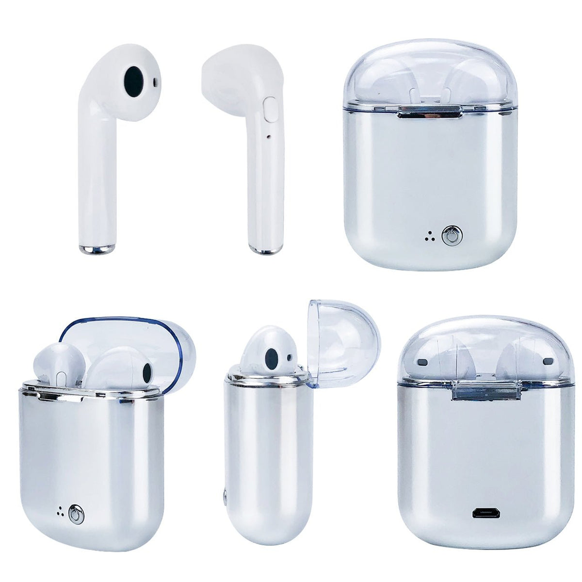 Clear Top Dual Chamber Wireless Bluetooth Earphones With Charging Box - Drakoi Marketplace