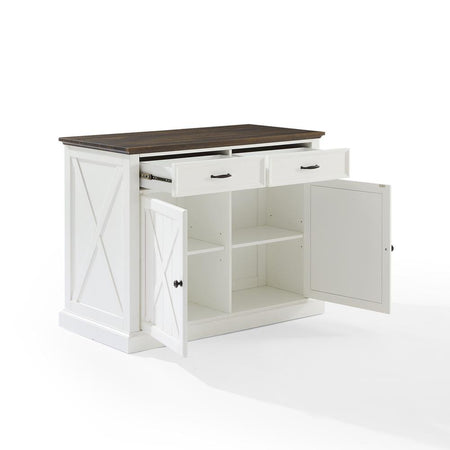 Clifton Kitchen Island Distressed White/Brown - Drakoi Marketplace