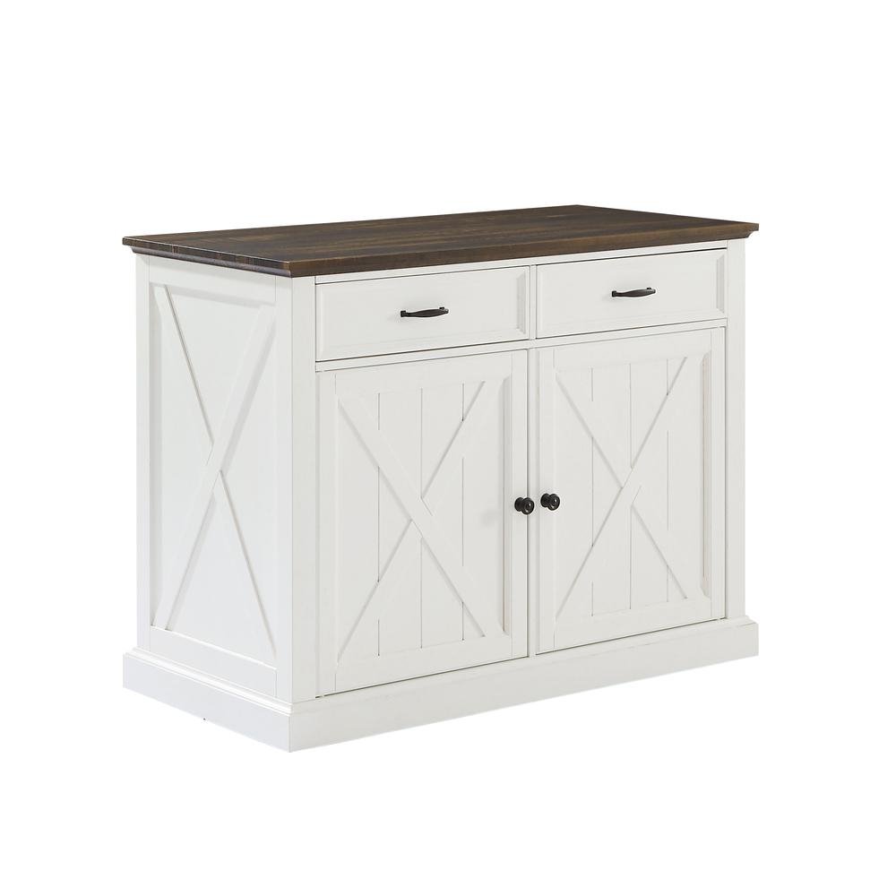 Clifton Kitchen Island Distressed White/Brown - Drakoi Marketplace