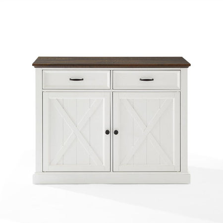 Clifton Kitchen Island Distressed White/Brown - Drakoi Marketplace