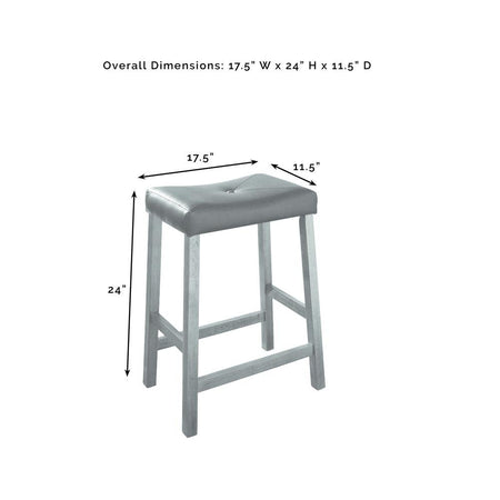 Clifton Kitchen Island W/Uph Saddle Stools Distressed White/Black - Kitchen Island & 2 Stools - Drakoi Marketplace