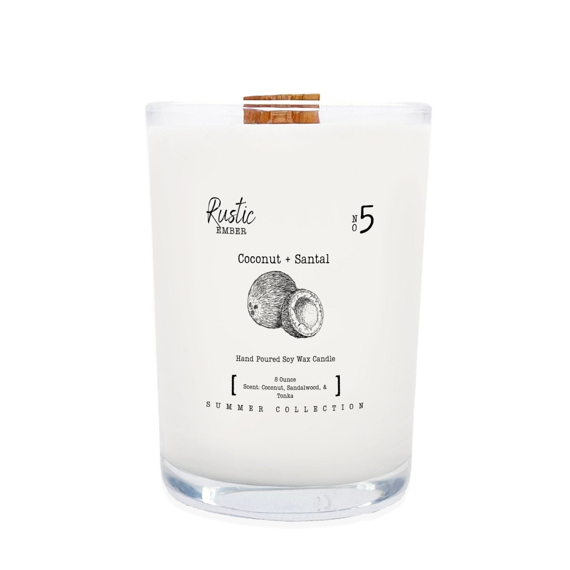 Coconut Santal | 8 Ounce Candle | Rustic Ember - Drakoi Marketplace