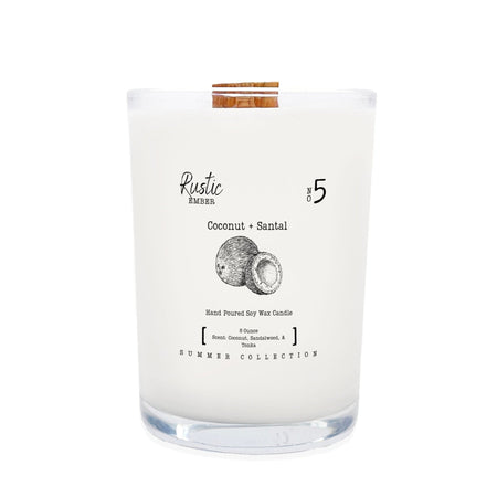 Coconut Santal | 8 Ounce Candle | Rustic Ember - Drakoi Marketplace