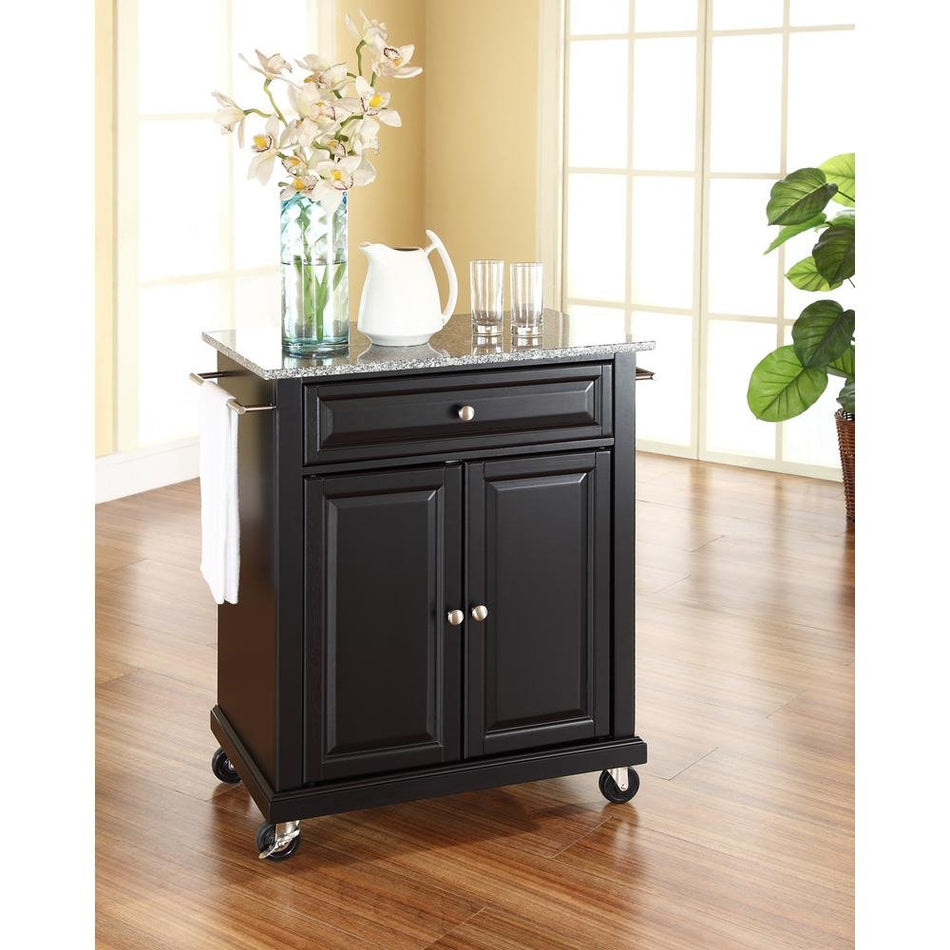 Compact Granite Top Kitchen Cart Black/Gray - Drakoi Marketplace