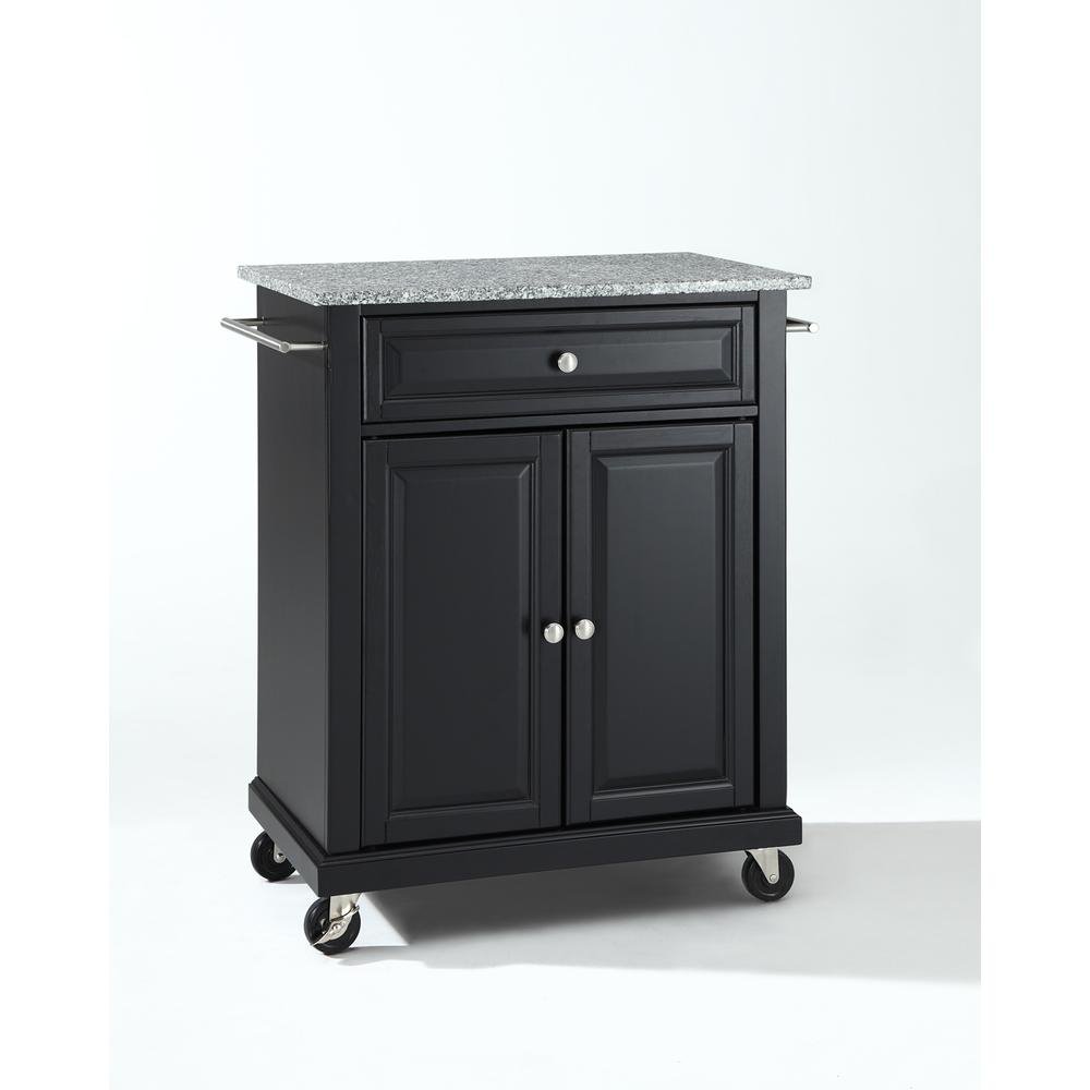 Compact Granite Top Kitchen Cart Black/Gray - Drakoi Marketplace