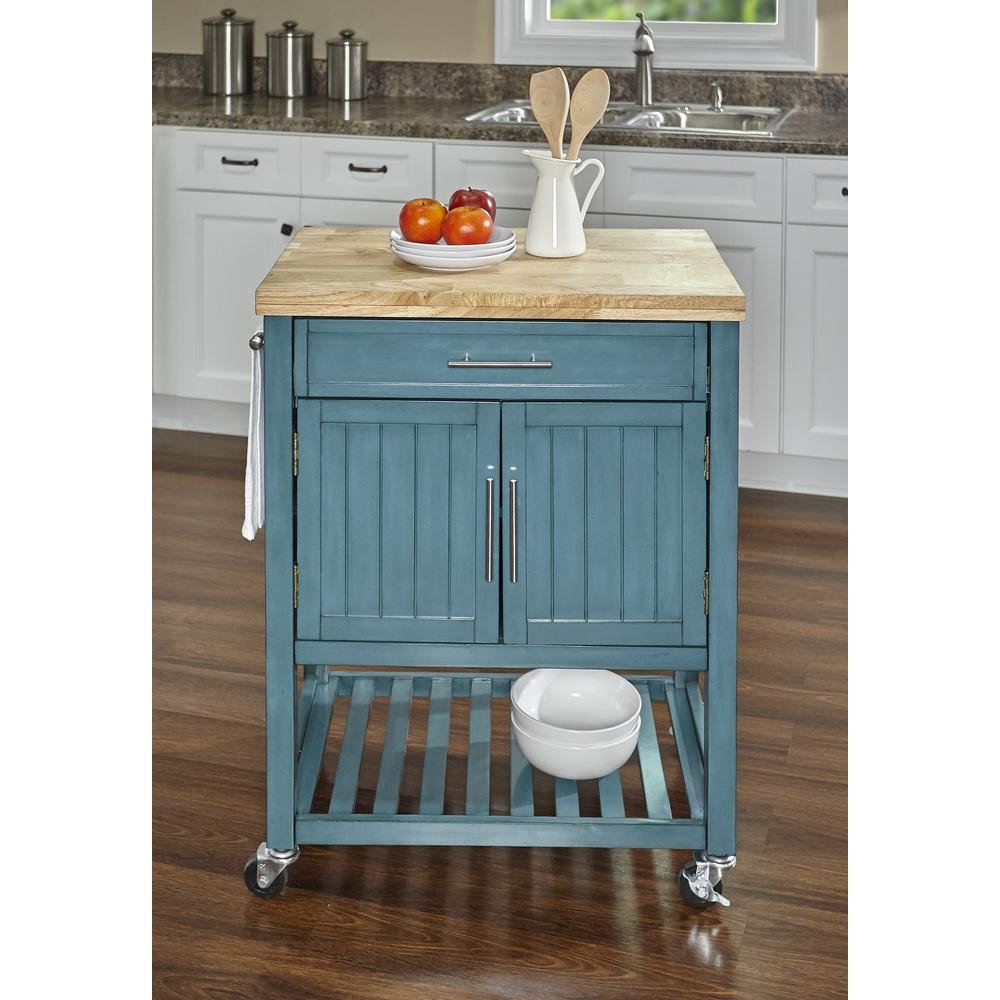 Conrad Teal Kitchen Cart - Drakoi Marketplace