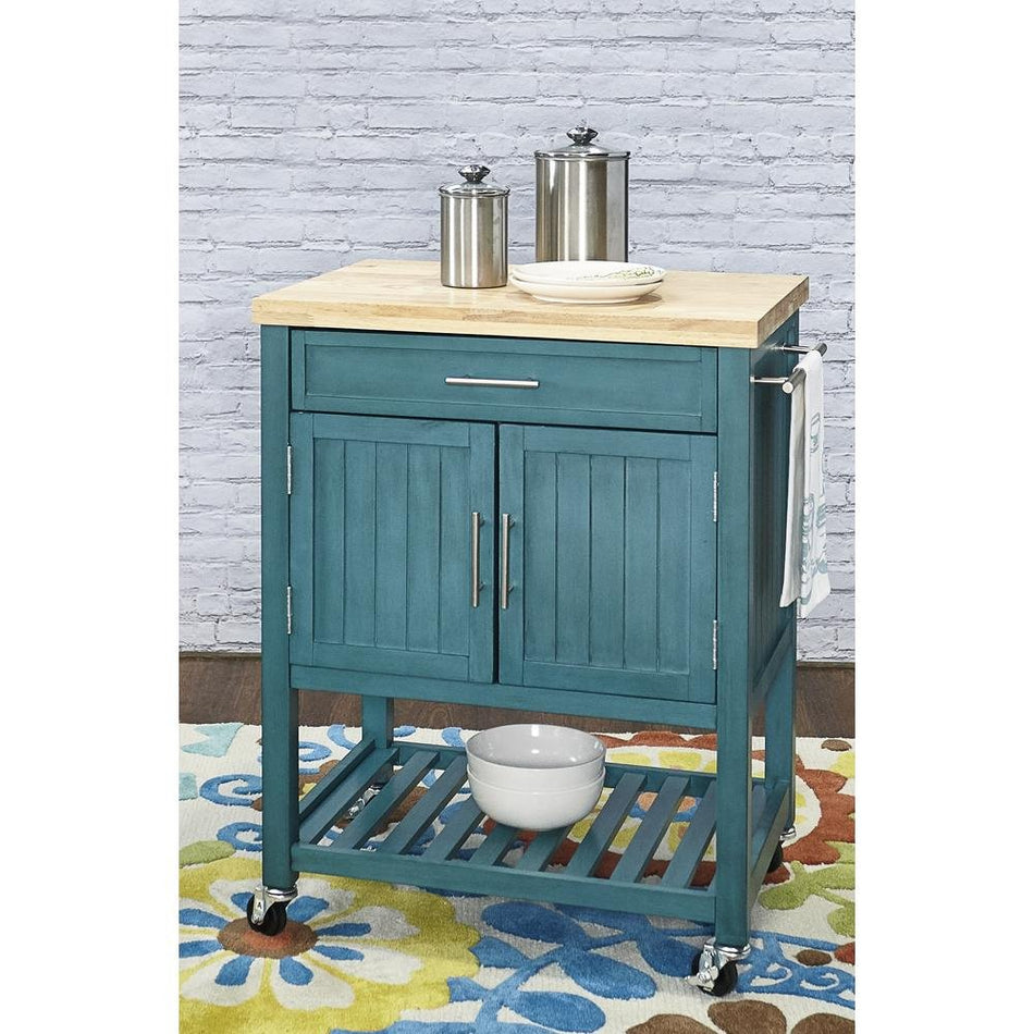 Conrad Teal Kitchen Cart - Drakoi Marketplace