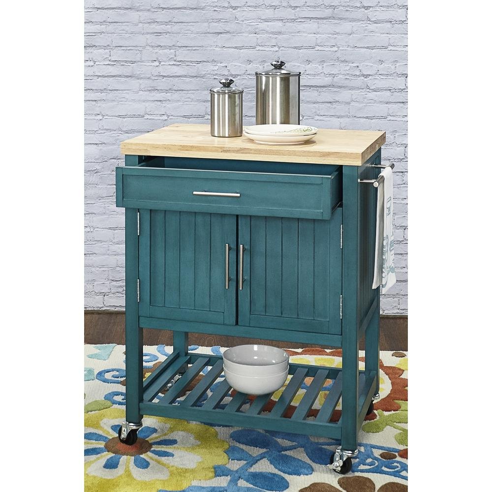 Conrad Teal Kitchen Cart - Drakoi Marketplace