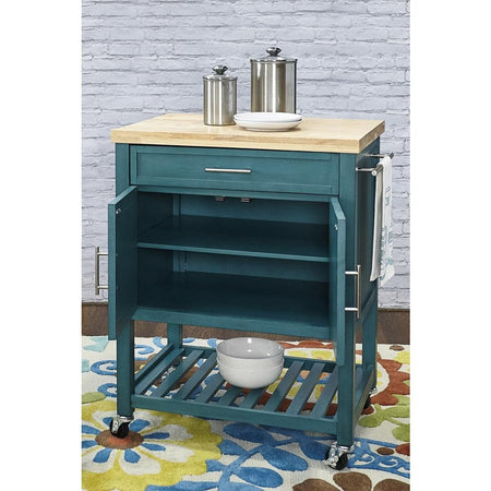 Conrad Teal Kitchen Cart - Drakoi Marketplace