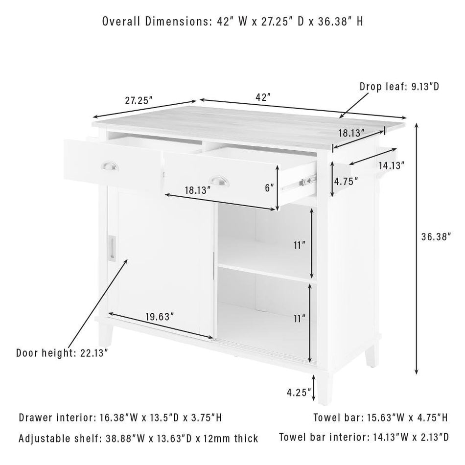 Cora Drop Leaf Kitchen Island Emerald/Natural - Drakoi Marketplace