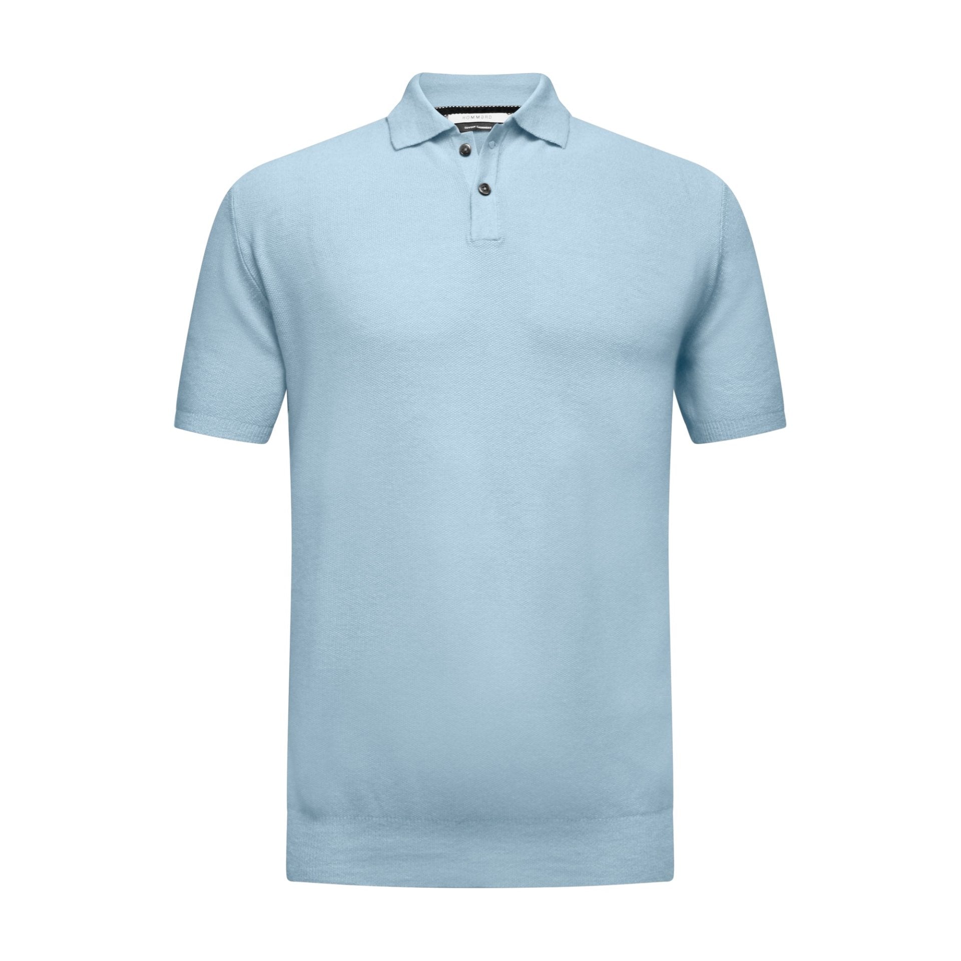 Cotton Cashmere Polo Shirt Cancale in fine pique stitch Light Blue - Drakoi Marketplace