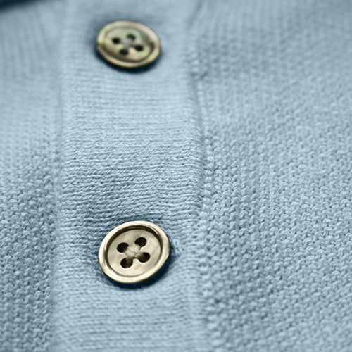 Cotton Cashmere Polo Shirt Cancale in fine pique stitch Light Blue - Drakoi Marketplace